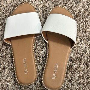 TOP Moda Women's White Slide Sandals